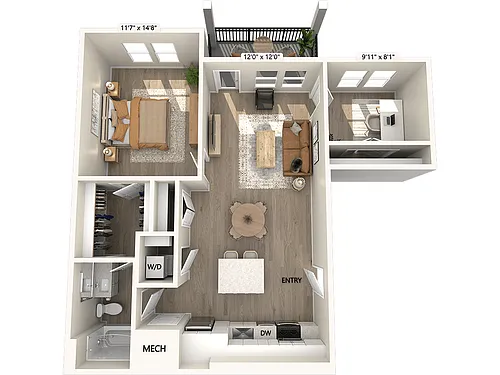 Floor plan AF1D-918sf-DCI