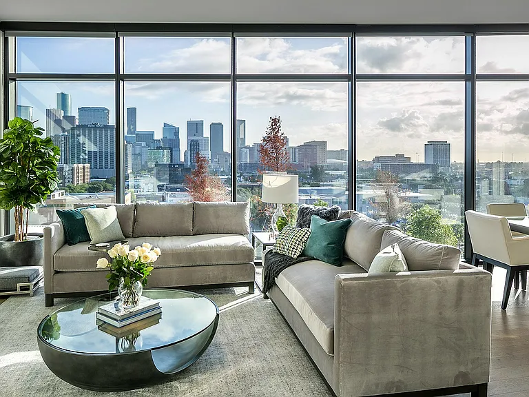 Spacious Living Room with Downtown Houston Views