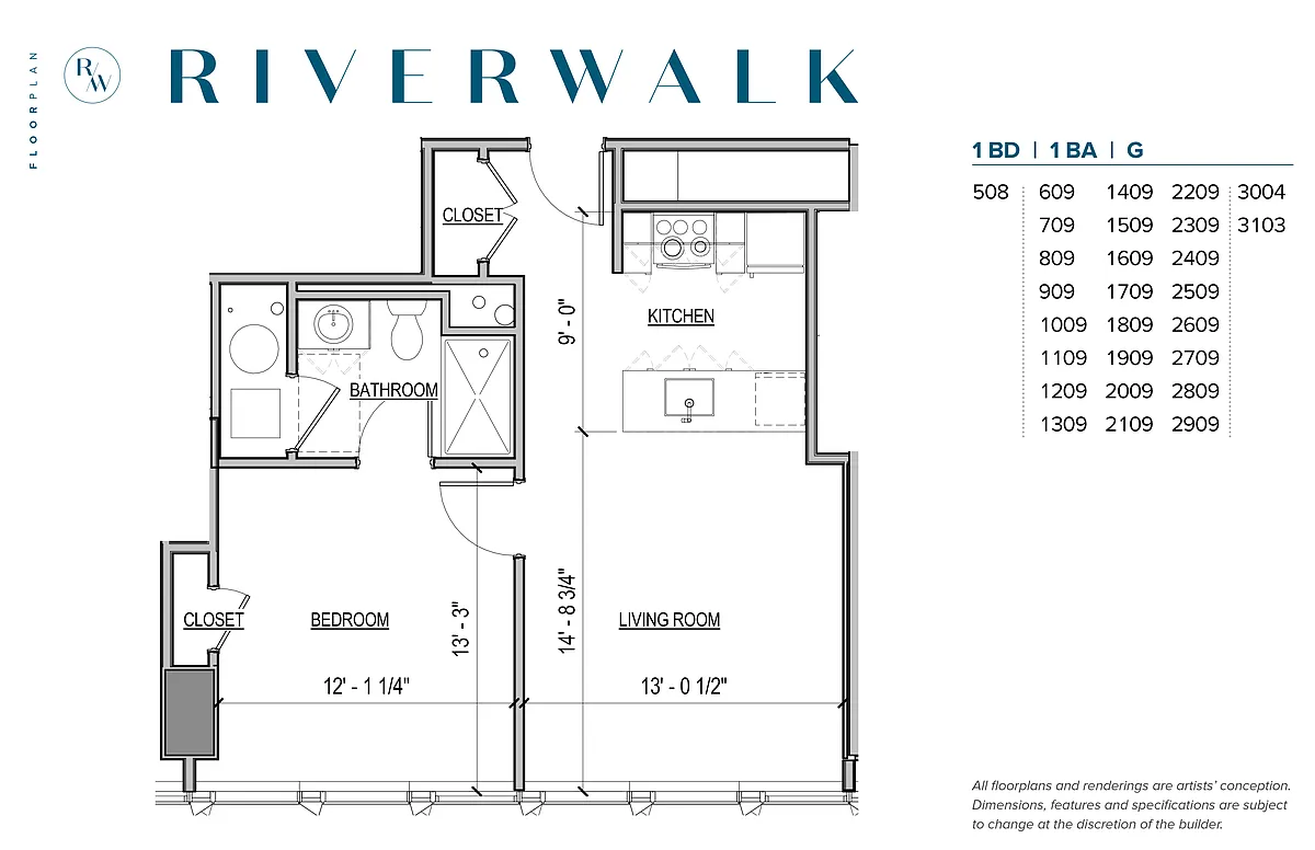 Floor plan 1 Bedrooms from 2545
