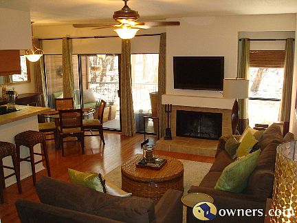 Living Area with Wood-Burning Fireplace