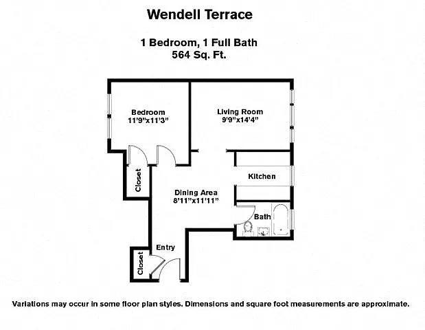 Floor plan 1 Bed/1 Bath