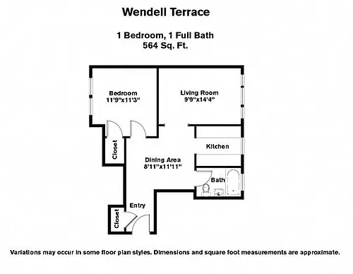 Floor plan 1 Bed/1 Bath