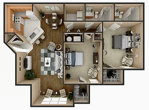 Floor plan 2 Bedroom 2 Bath