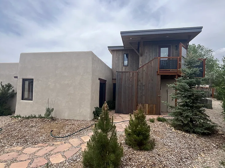 Xeriscaped low maintenance lawn.