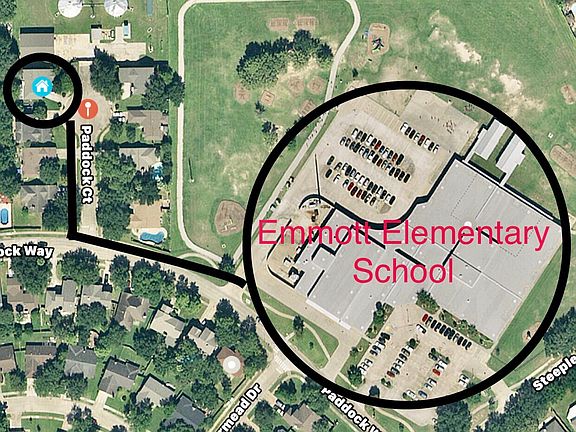 Aerial of house to school