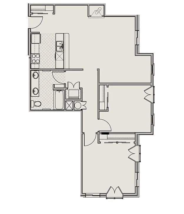 Floor plan 2 Bed 1 Bath P