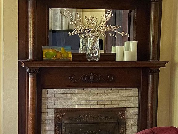 Decorative fireplace.