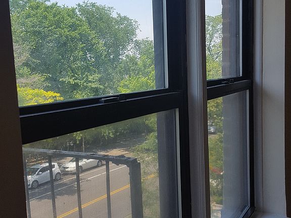 Looking outside from the living room.