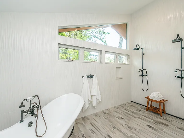 Master bath wet room with spa-style soaking tub