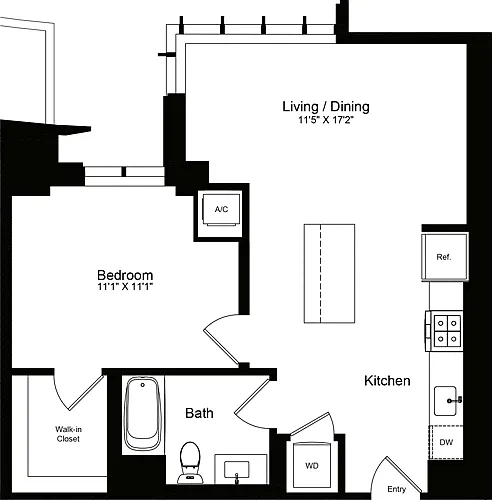 Floor plan 1 Bedroom A