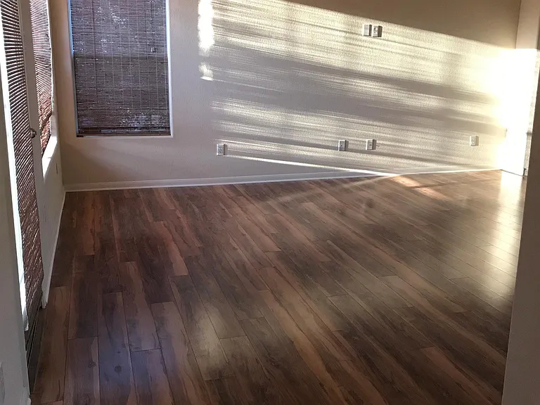 Living room wood floors from stairs