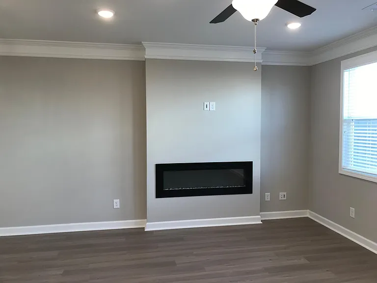 Electric remote controlled fireplace with changing color flames