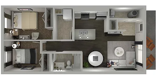 Floor plan 2 Bedrooms, 1 Bathroom