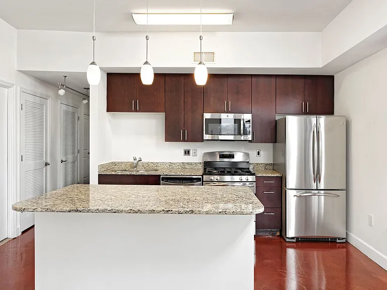 Kitchen with stainless steel appliances