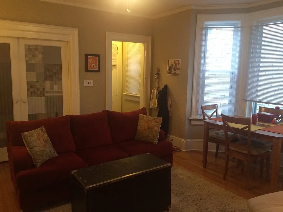 Living room looking at entry