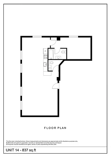 Floor plan 1 Bedroom 1.5 Bath
