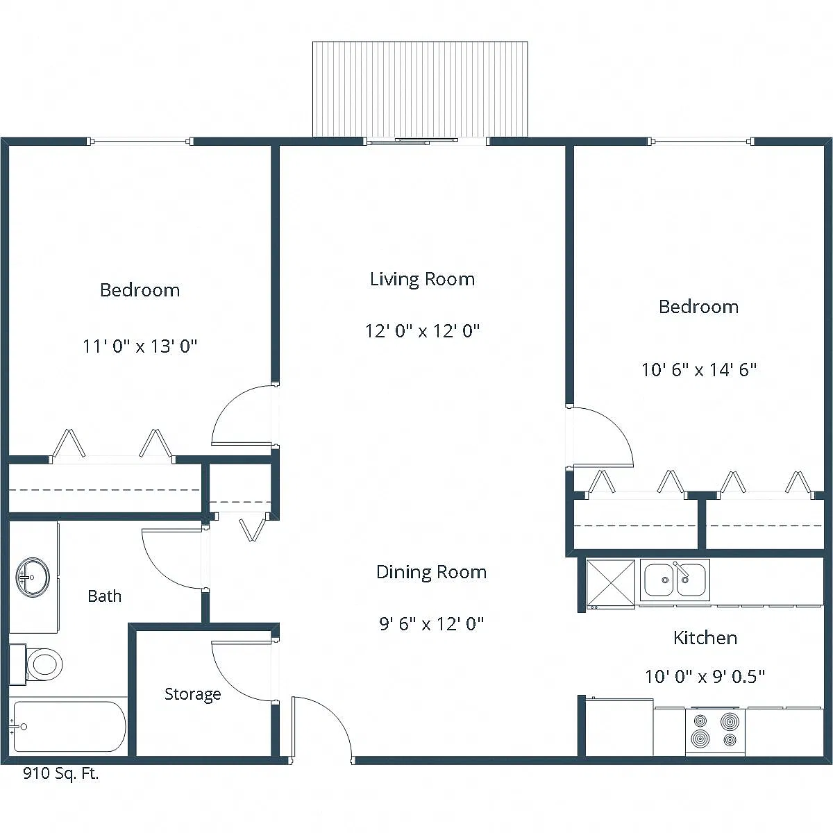 Floor plan Two Bedroom 21A