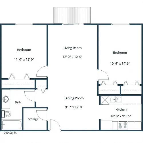 Floor plan Two Bedroom 21A