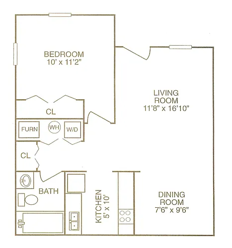 Floor plan 1 Bed 1 Bath