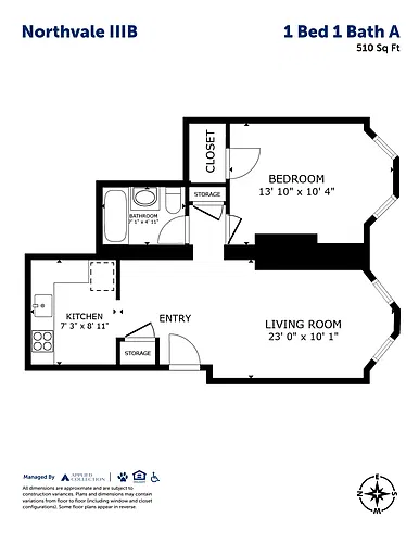 Floor plan 1 Bed 1 Bath A