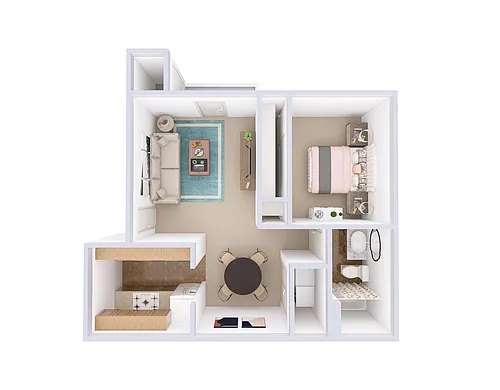 Floor plan 1 Bedroom, 1 Bath