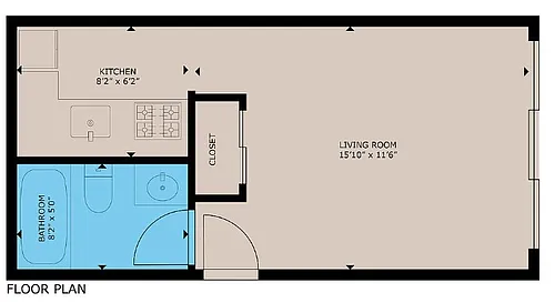 Floor plan Studio / 1 Bath