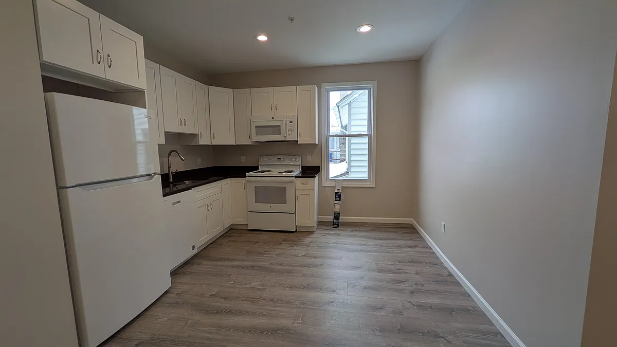 Beautiful kitchen and breakfast area with granite countertops and brand new high-efficiency appliances included (refrigerator, stove/oven, dishwasher, microwave) - 464 Race St #4