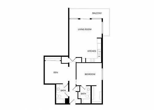 Floor plan A5 1 bedroom with den