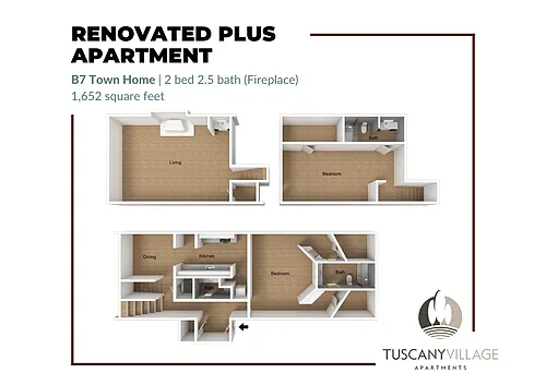 Floor plan B7 Town Home Fireplace Renovated Plus
