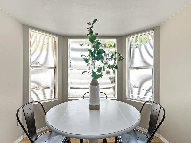 The dining nook is a perfect spot for grabbing a quick bite.