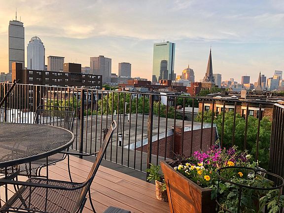 Private roof deck during summer time