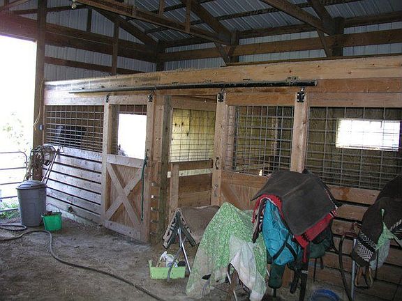 Barn stalls. Great land for keeping horses and other pets.