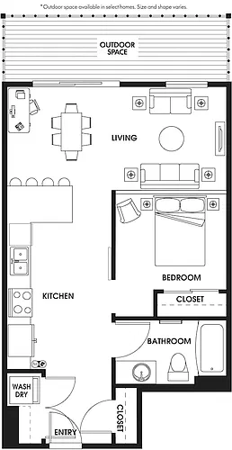 Floor plan U3 Open One Bed
