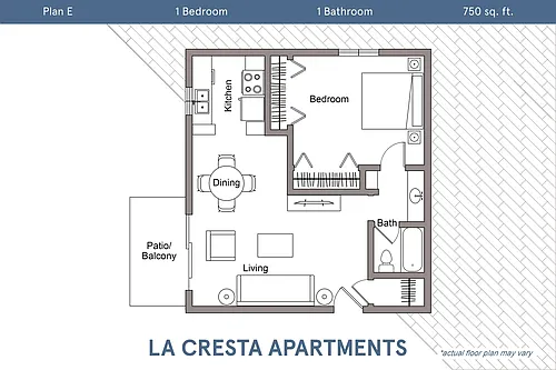 Floor plan Plan E - 1 Bedroom, 1 Bath