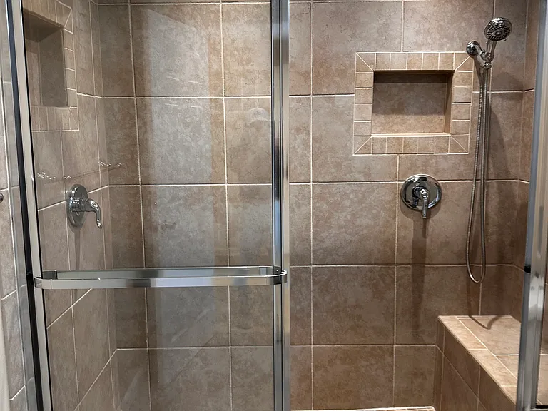 Basement bath with double shower head