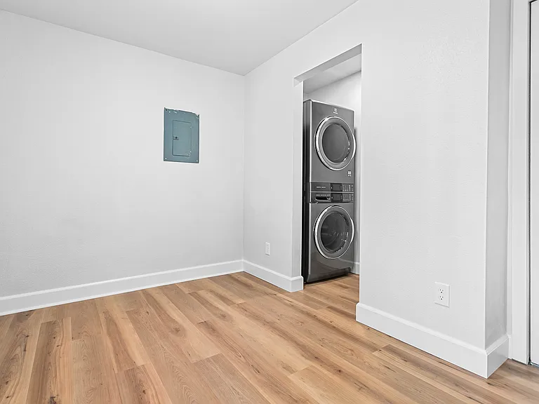 Home office with laundry entrance
