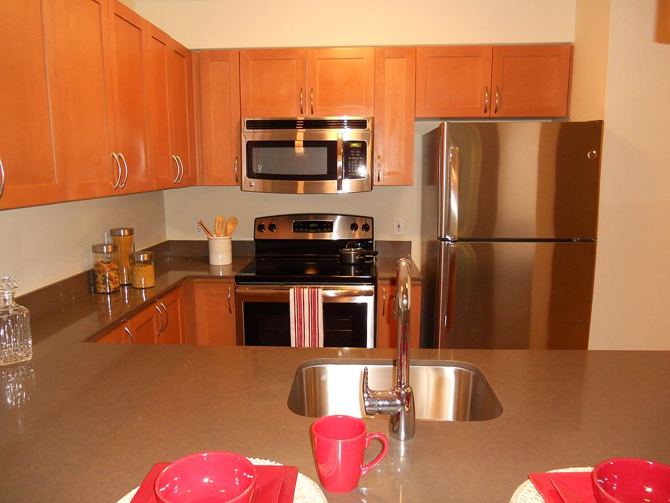 Posh kitchen with quartz counters & stainless steel applianc