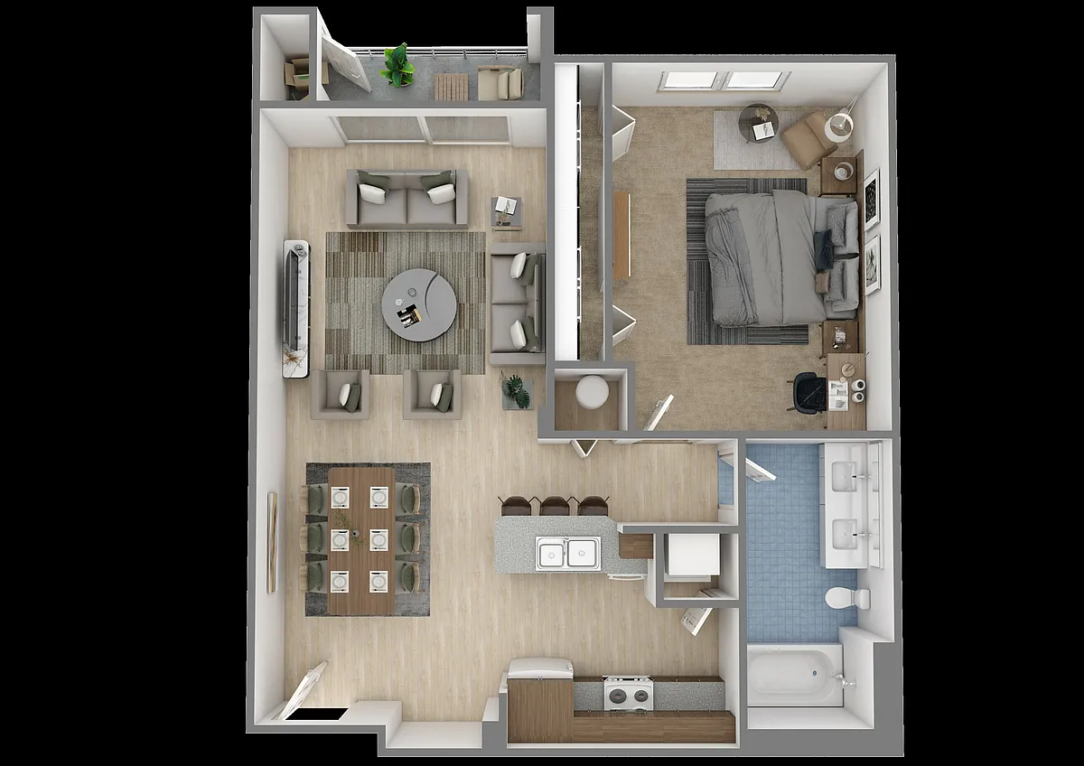 Floor plan 1 Bedroom, 1 Bathroom