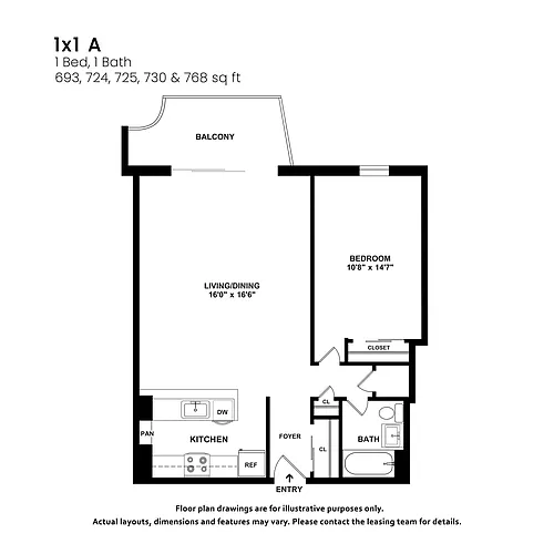 Floor plan 1X1 A