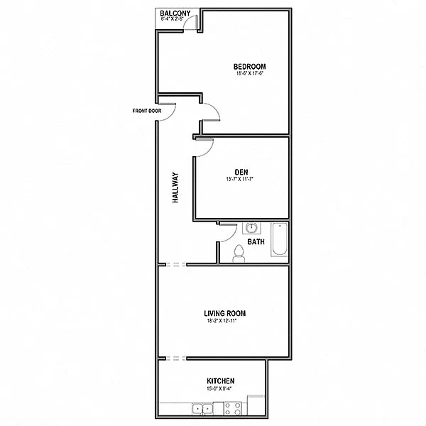 Floor plan 2 BR 1 Bath - Balcony