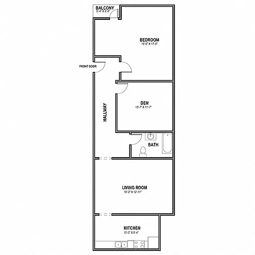 Floor plan 2 BR 1 Bath - Balcony