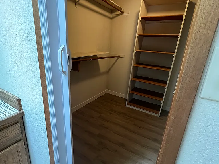 Walk in closet in master bedroom