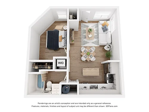 Floor plan 1 bd 1 ba B Vaulted Ceiling with Private Patio