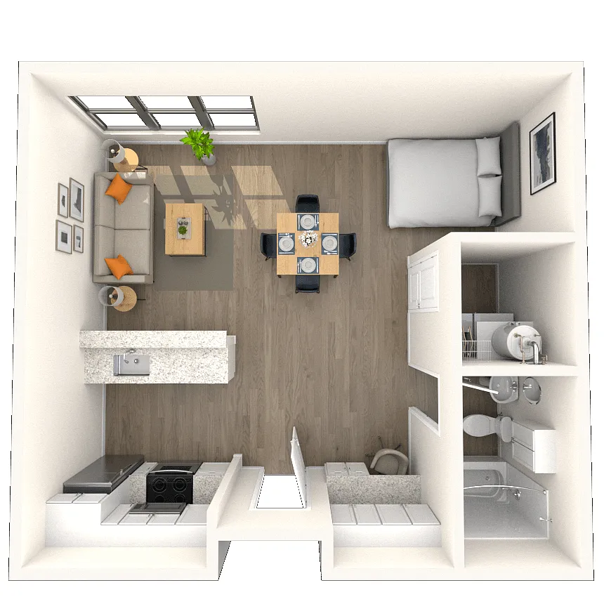 Floor plan Studio 0x1 516-643 SF