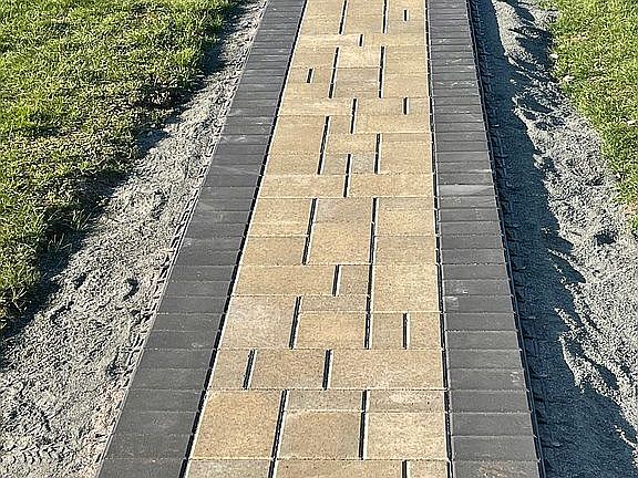 Custom paver front walk. 