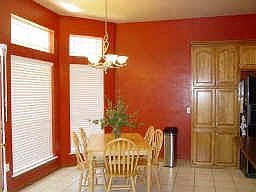 Breakfast area, designer colors, updated lighting