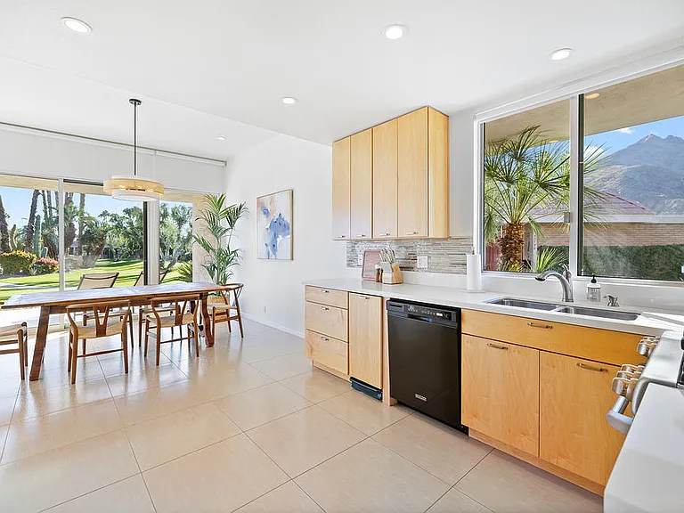 FROM KITCHEN TOWARD DINING AREA, MOUNTAIN VIEW FROM KITCHEN