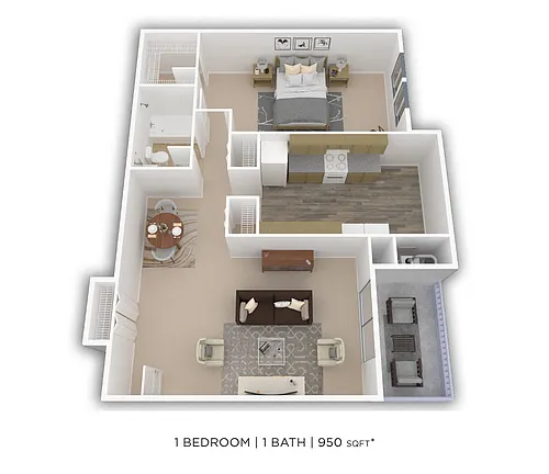 Floor plan One Bedroom - 950 sqft