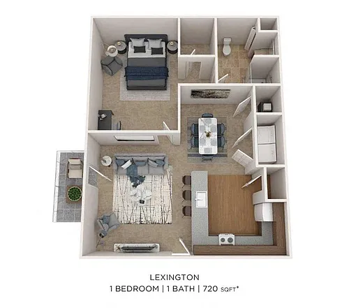 Floor plan One Bedroom -720 Sqft