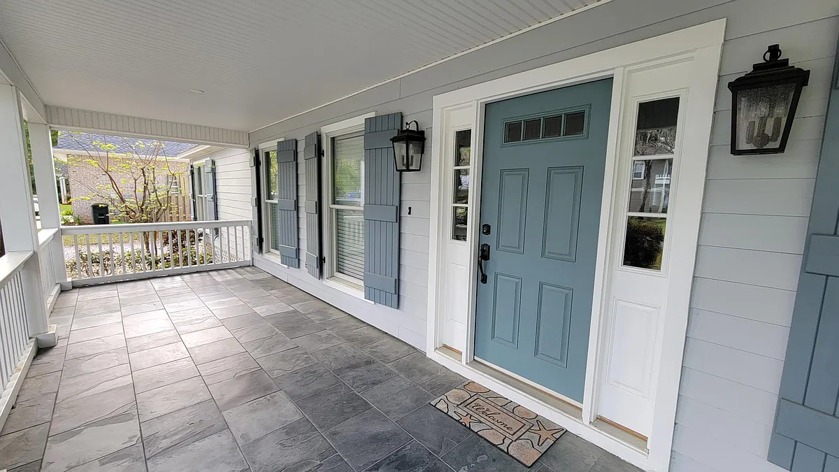 Expansive Front Porch with Slate Floor and Custom Wood Shutters, New Shingle Roof - 45 S Blue Heron Dr